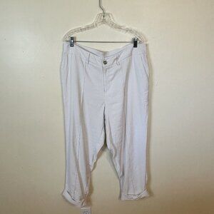 Womens White Rayon Wide Leg Casual Pants Size 18 2X A New Day Beach Pockets